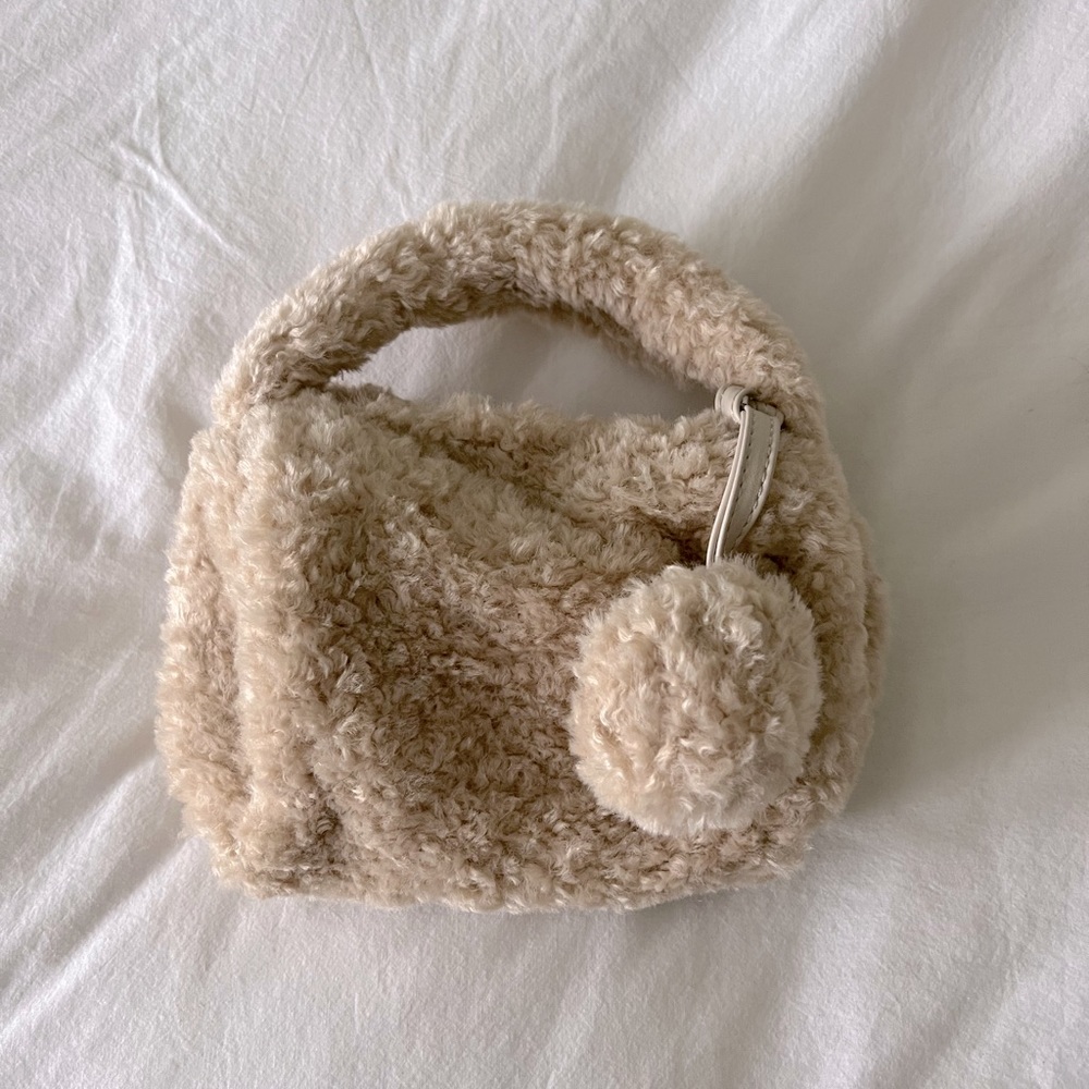 Fluffy mini sherpa purse
